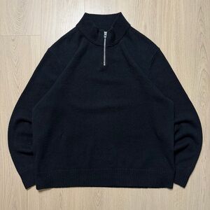 Lululemon Merino Wool Blend Half Zip Knit Sweater Mens Large Black Relaxed Fit